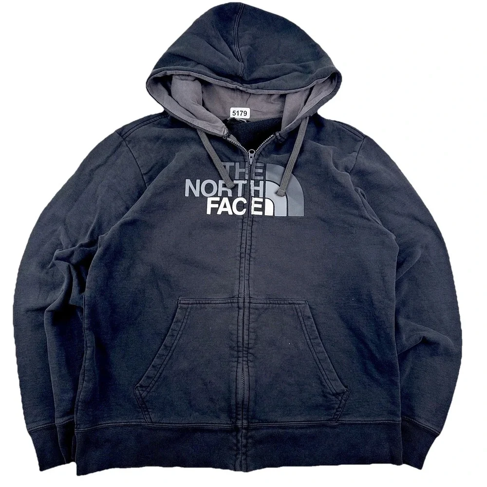 Vintage Y2K The North Face Half Dome Logo Hoodie Black Gray Men's Large Full Zip